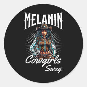 Melanin Cowgirl African Melanin Black History Cowg Classic Round Sticker