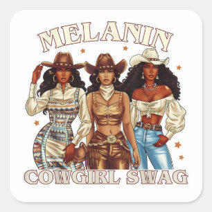 Melanin Cowgirl Swag Square Sticker