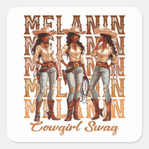 Melanin Cowgirl Swag Square Sticker