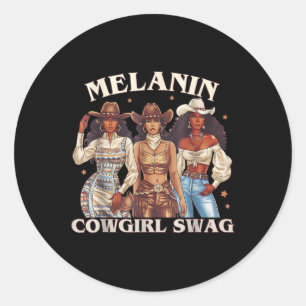 Melanin Cowgirls African Melanin Cowgirl Swag Blac Classic Round Sticker