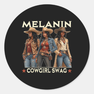 Melanin Cowgirls African Melanin Cowgirl Swag Blac Classic Round Sticker
