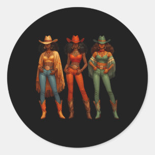 Melanin Cowgirls African Melanin Cowgirl Swag Blac Classic Round Sticker