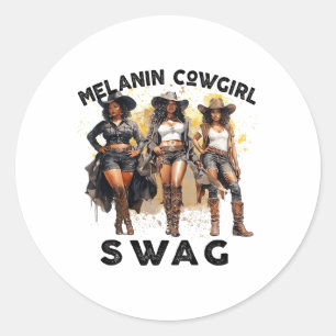 Melanin Cowgirls African Melanin Cowgirl Swag Classic Round Sticker
