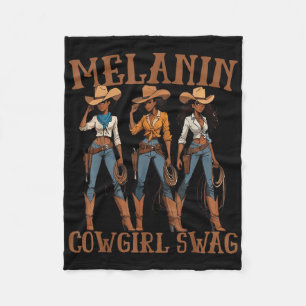 Melanin Cowgirls Black History African Melanin Cow Fleece Blanket