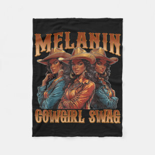 Melanin Cowgirls Swag Black History African Melani Fleece Blanket