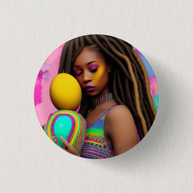 Melanin Easter Rainbow Spring Sista Girl Birthday 3 Cm Round Badge (Front)