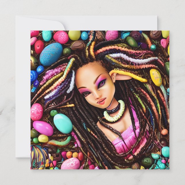 Melanin Easter Rainbow Spring Sista Girl Birthday  Invitation (Front)