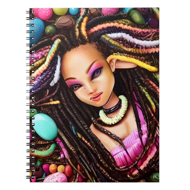 Melanin Easter Rainbow Spring Sista Girl Birthday Notebook (Front)