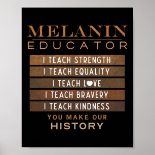 Melanin Educator Black Teachers African American W Poster