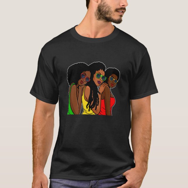 Melanin Girl Black History Month Cool BLM African  T-Shirt (Front)