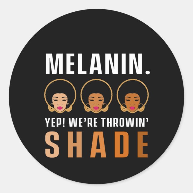 Melanin Girl Woman Black History Month African Gif Classic Round Sticker (Front)