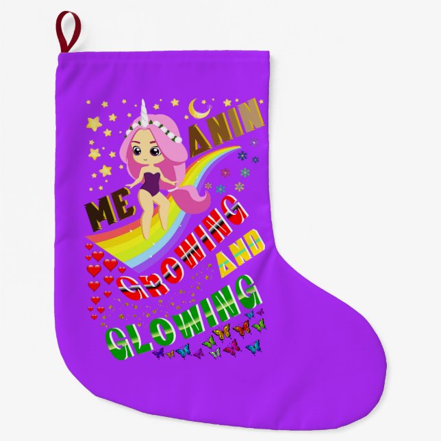 Melanin Growing And Glowing Large Christmas Stocking (Front)