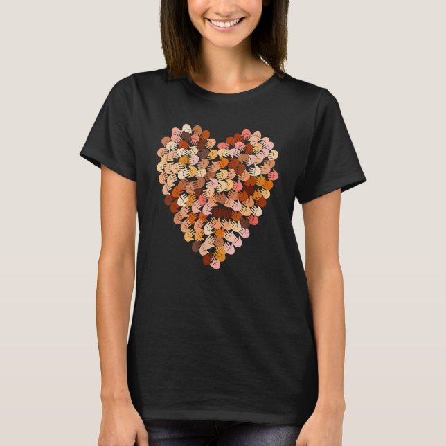 Melanin Hands Heart Black History Month Afro Afric T-Shirt (Front)