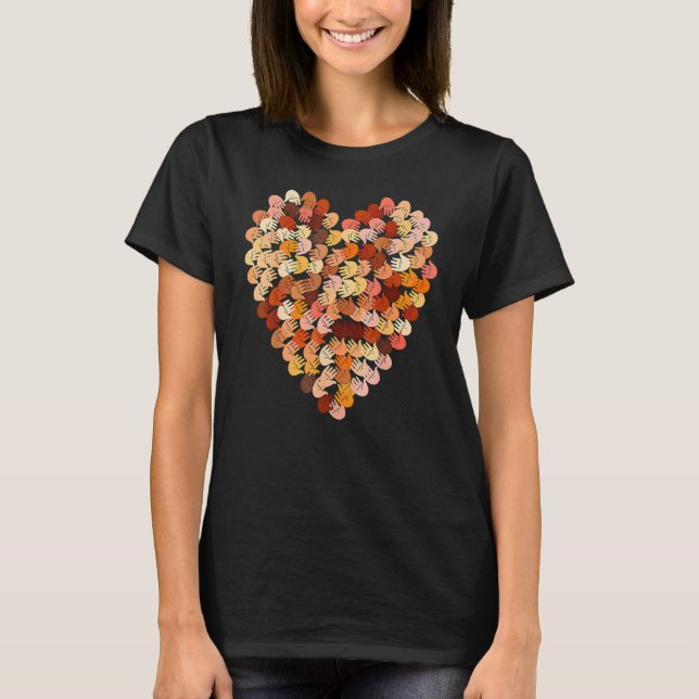 Melanin Hands Heart Black History Month Afro Frica T-Shirt (Front)