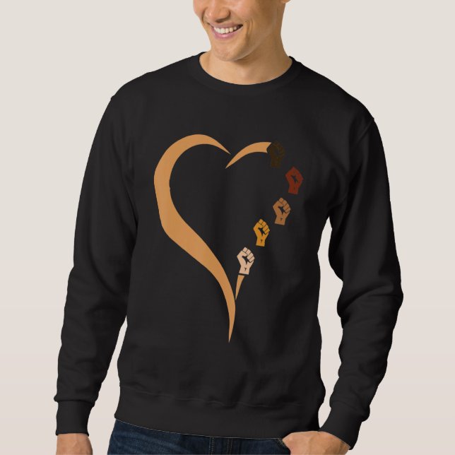 Melanin Hands Heart Valentines Day Black History M Sweatshirt (Front)