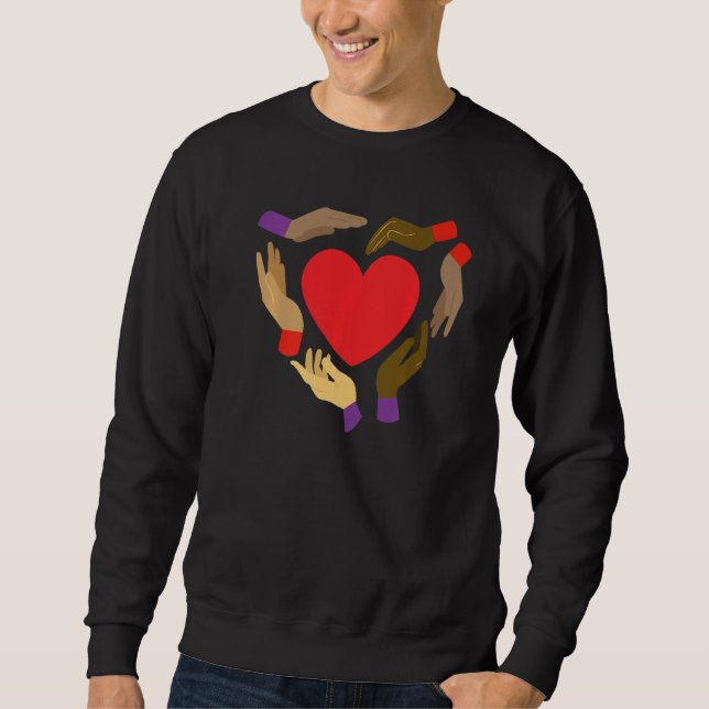 Melanin Hands Heart Valentines Day Black History M Sweatshirt (Front)