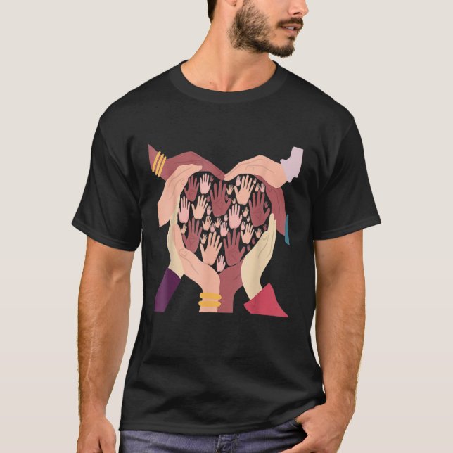 Melanin Hands Heart Valentines Day Black History M T-Shirt (Front)
