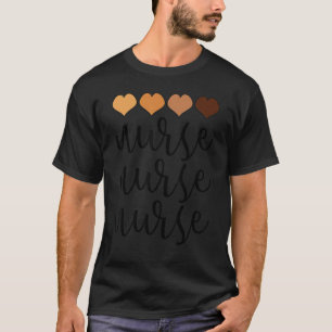 Melanin Hearts Nurse Afro American Black History M T-Shirt