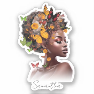 Melanin Magic: Afro Hair and Colourful Butterfly