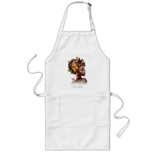 Melanin Magic: Afro Hair and Colourful Butterfly Long Apron