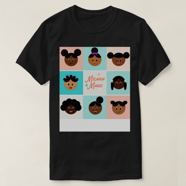 Melanin Magic Afro Puffs T-Shirt (Design Front)