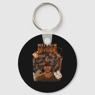 Melanin Nurse African American Afro Black Women Nu Key Ring