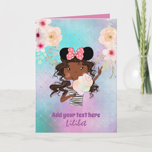 Melanin Princess Birthday Cards for all Ages (Front)