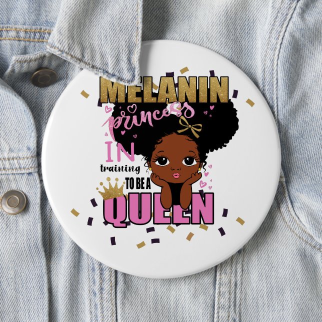 Melanin Princess Training To Be Queen Lilibet Gift 6 Cm Round Badge (In Situ)