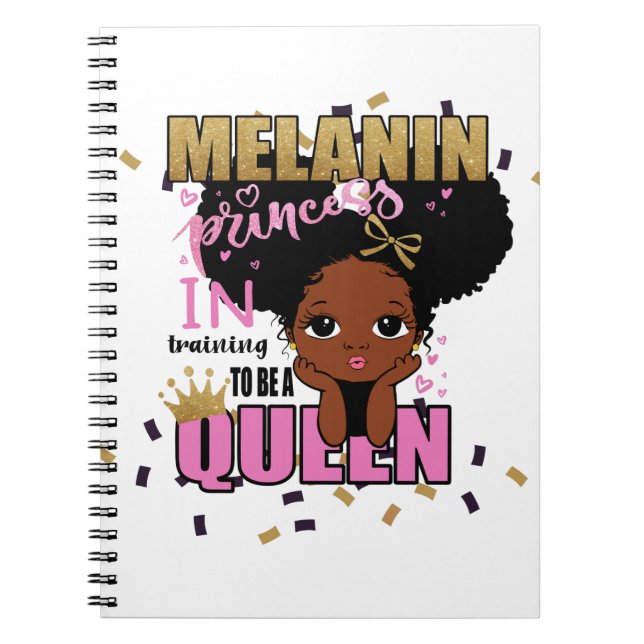 Melanin Princess Training To Be Queen Lilibet Gift Notebook (Front)