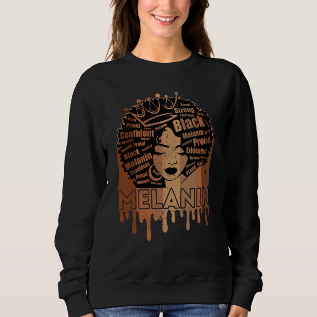 Melanin Queen African American Strong Black Natura Sweatshirt (Front)