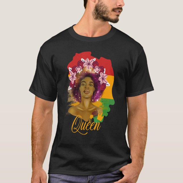 Melanin Queen African American Strong Black Natura T-Shirt (Front)