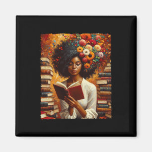 Melanin Queen Afro Womeneducated Reading Book Blac Magnet