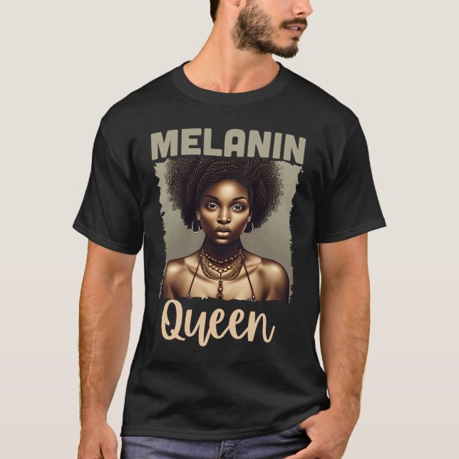 Melanin Queen Black History Month African American T-Shirt (Front)