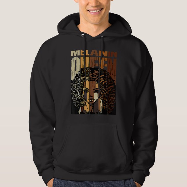 Melanin Queen Black History Month Afro African Pri Hoodie (Front)