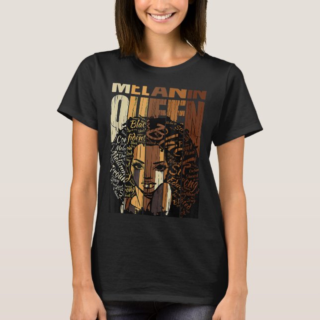 Melanin Queen Black History Month Afro African Pri T-Shirt (Front)
