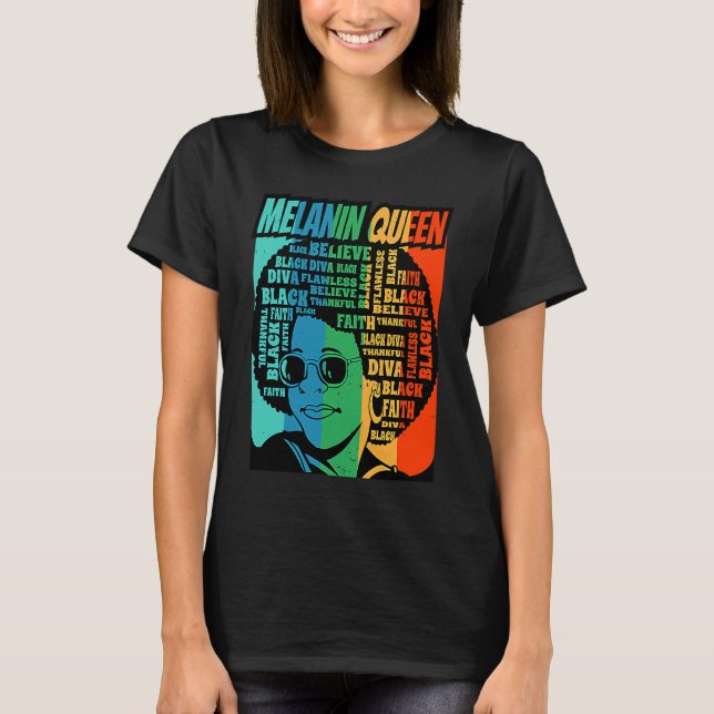 Melanin Queen Hair Lyrics Pride BHM T-Shirt (Front)