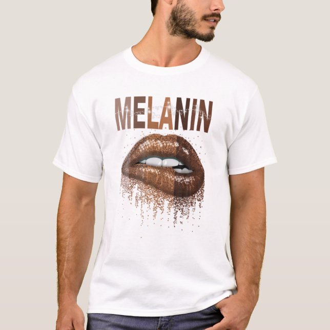 Melanin Queen Lips Black History Month Pride Afric T-Shirt (Front)
