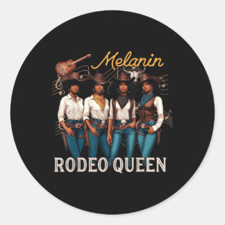 Melanin Rodeo Queen Black Cowgirl African American Classic Round Sticker