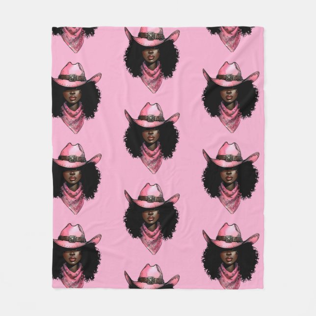Melanin Rodeo Queen Fleece Blanket (Front)
