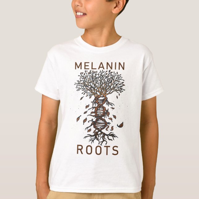 Melanin Roots Black History Pride Black T-Shirt (Front)