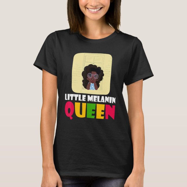 Melanin School Queen Black Afro Girls Melanin Birt T-Shirt (Front)
