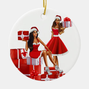 Melanin Sista Black Girl Magic Brown Skin Girls Ceramic Ornament