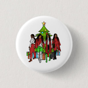 Melanin Sistas Christmas Tree Friendsgiving Sista 3 Cm Round Badge