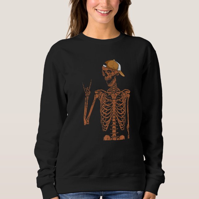 Melanin Skeleton Rock Hand Black History Month BLM Sweatshirt (Front)