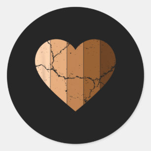 Melanin Skin Tone Heart Black History Month Classic Round Sticker