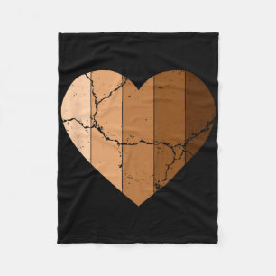 Melanin Skin Tone Heart Black History Month Fleece Blanket