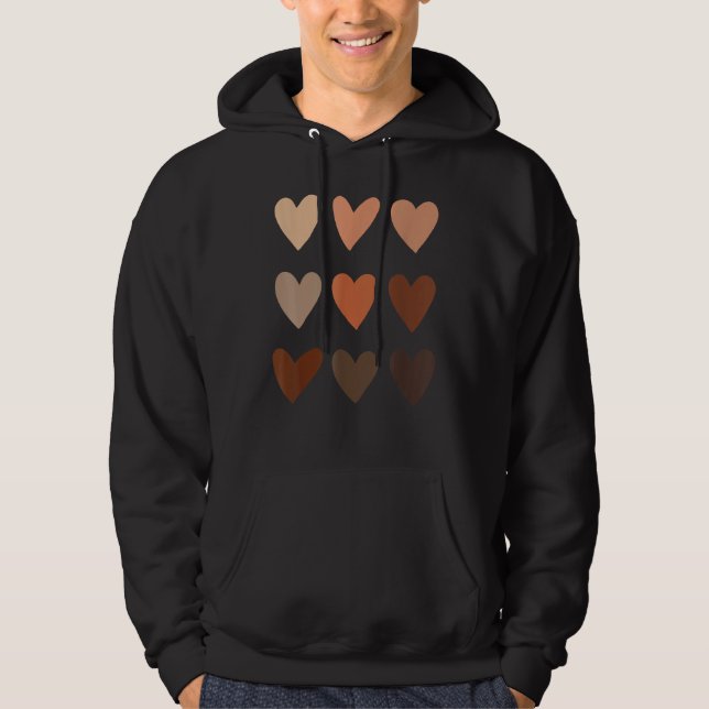 Melanin Skin Tone Hearts, Be Kind, Black History M Hoodie (Front)