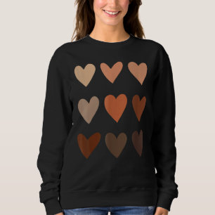 Melanin Skin Tone Hearts, Be Kind, Black History M Sweatshirt