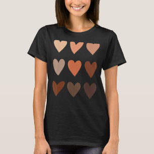Melanin Skin Tone Hearts Be Kind Black History Mon T-Shirt