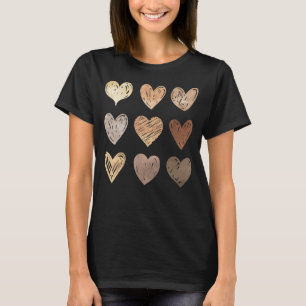 Melanin Skin Tone Hearts Black Pride Women Black H T-Shirt